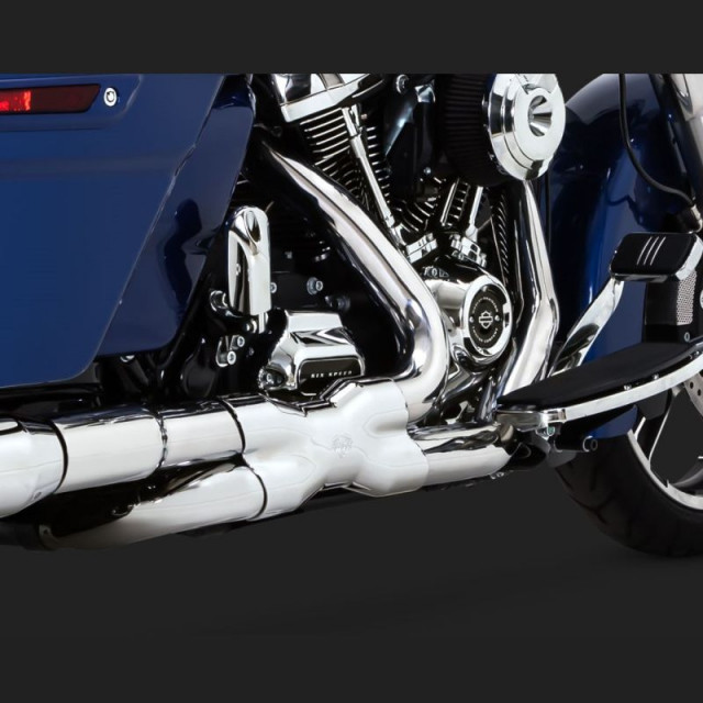 COLLETTORI VANCE HINES CROMATI POWER DUAL HARLEY TOURING 17-21- DETAIL