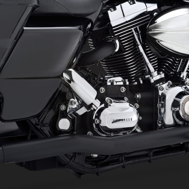 VANCE HINES HEADER DRESSER DUAL BLACK HARLEY TOURING 95-08 - DETAIL