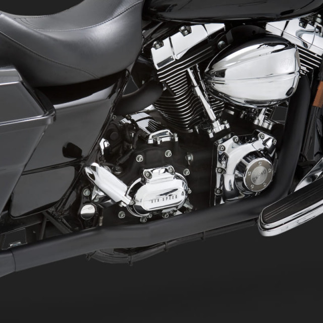 VANCE HINES HEADER DRESSER DUAL BLACK HARLEY TOURING 95-08