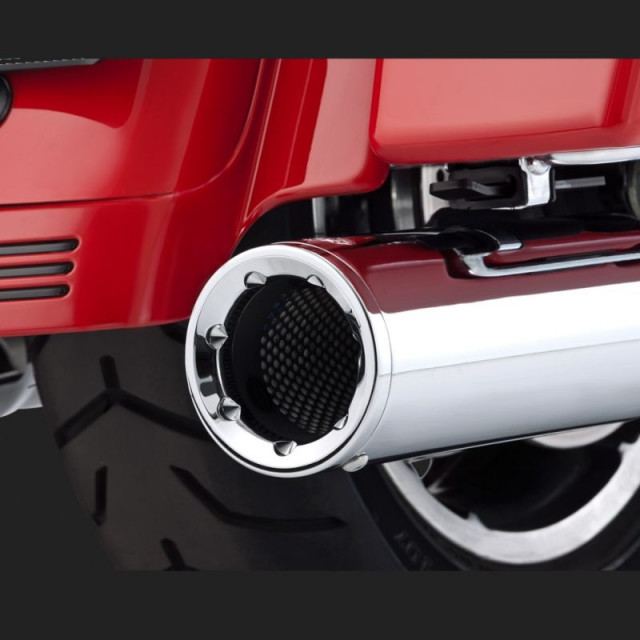 TERMINALI VANCE HINES HI-OUTPUT CHROME SLIP-ON PER HARLEY TOURING 95-16 - DETAIL