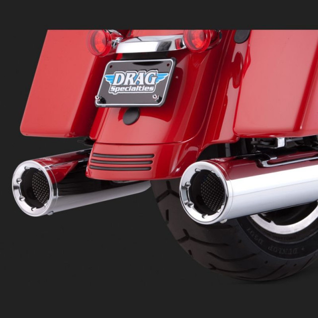 VANCE HINES HI-OUTPUT CHROME SLIP-ON MUFFLERS FOR HARLEY TOURING 95-16 - DETAIL 2
