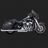 VANCE HINES TWIN SLASH ROUND CHROME SLIP-ON MUFFLER HARLEY TOURING 95-16 - SIDE