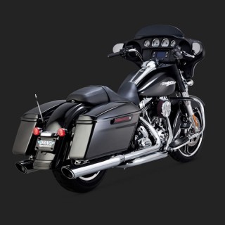 VANCE HINES TWIN SLASH ROUND CHROME SLIP-ON MUFFLER HARLEY TOURING 95-16