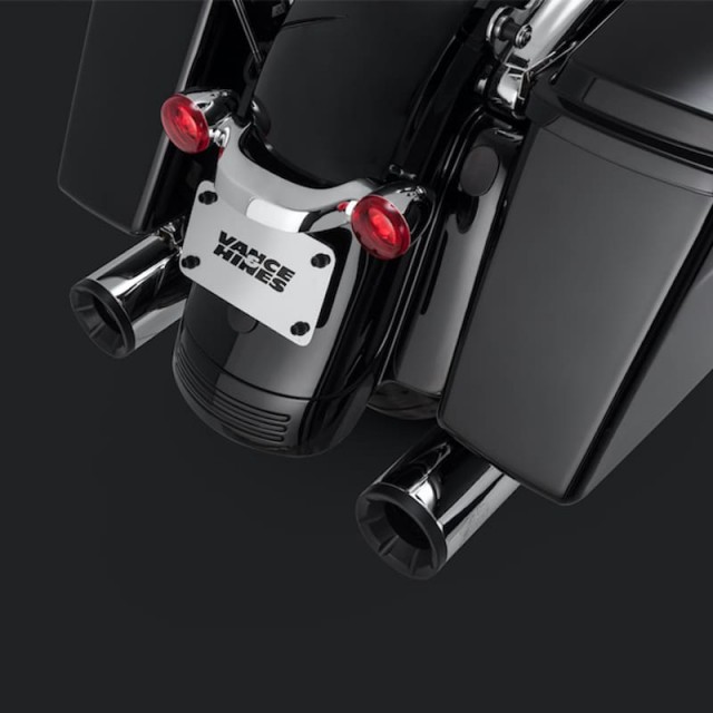 VANCE HINES ELIMINATOR 400 CHROME-BLACK SLIP-ON MUFFLER HARLEY TOURING 95-16 - DETAIL