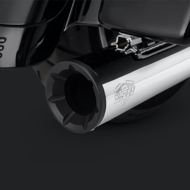 VANCE HINES ELIMINATOR 400 CHROME-BLACK SLIP-ON MUFFLER HARLEY TOURING 95-16 - DETAIL 2