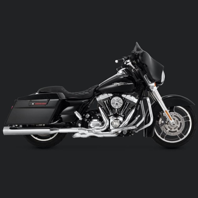 VANCE HINES ELIMINATOR 400 CHROME-BLACK SLIP-ON MUFFLER HARLEY TOURING 95-16 - SIDE