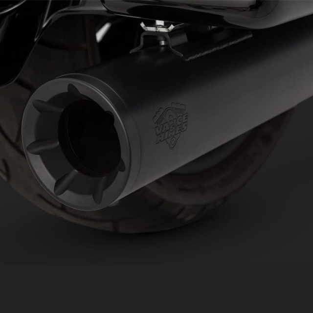 VANCE HINES ELIMINATOR 400 MATTE BLACK SLIP-ON MUFFLER HARLEY TOURING 95-16 - DETAIL
