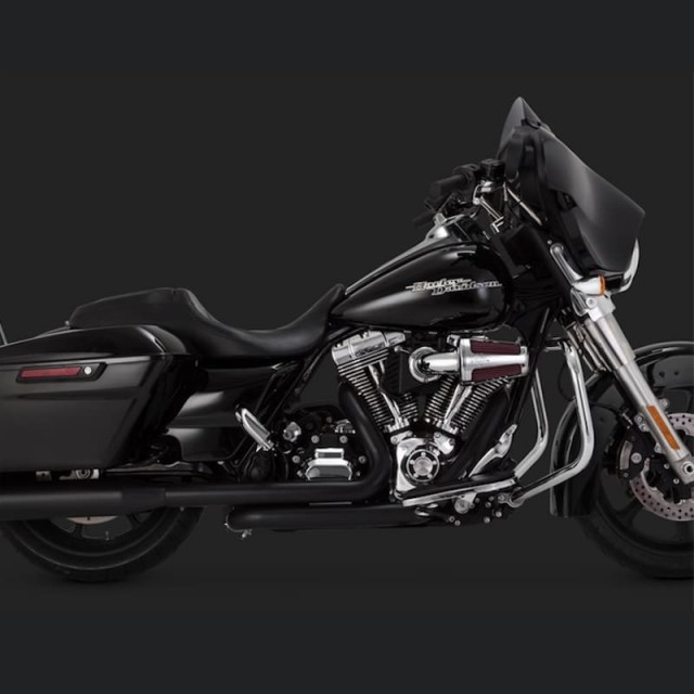 VANCE HINES ELIMINATOR 400 MATTE BLACK SLIP-ON MUFFLER HARLEY TOURING 95-16 - SIDE