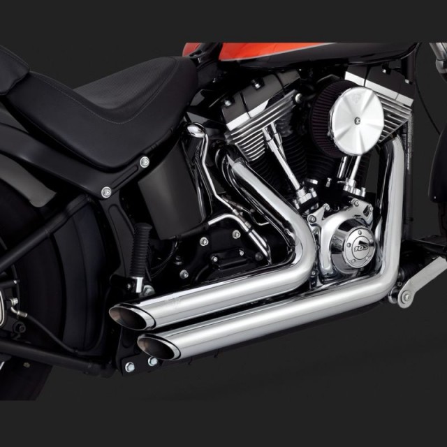 SCARICHI VANCE HINES SHORTSHOTS STAGGERED CHROME PER HARLEY SOFTAIL 12-17 - DETAIL