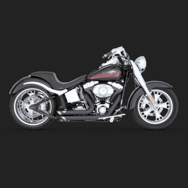 SCARICHI VANCE HINES SHORTSHOTS STAGGERED BLACK PER HARLEY SOFTAIL 86-11 - SIDE