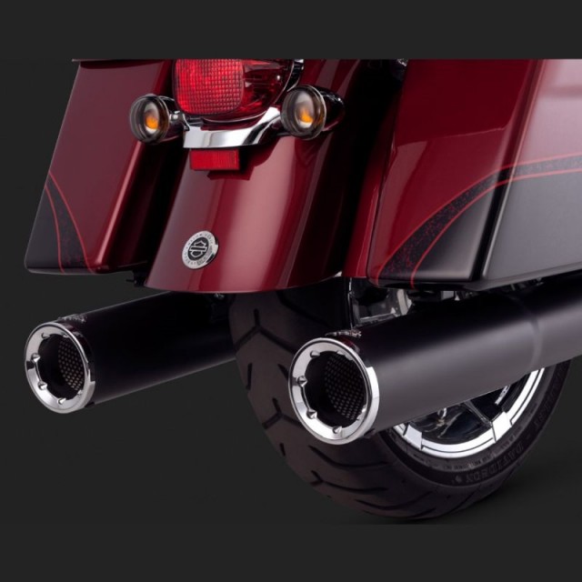 TERMINALI VANCE HINES HI-OUTPUT SLIP-ON BLACK PER HARLEY TOURING 95-16 - DETAIL