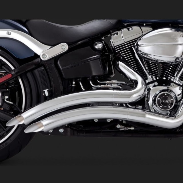 VANCE HINES BIG RADIUS CHROME EXHAUST FOR HARLEY SOFTAIL 13-17 - DETAIL