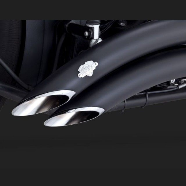 VANCE HINES BIG RADIUS BLACK EXHAUST FOR HARLEY SOFTAIL 86-17 - DETAIL