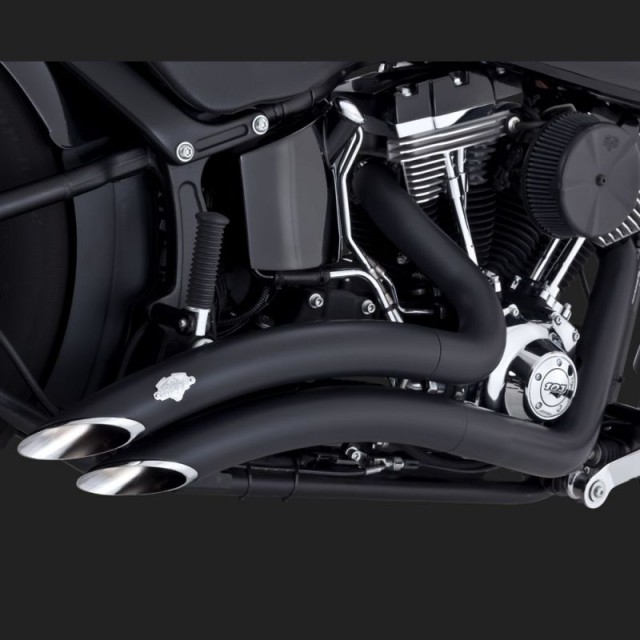 VANCE HINES BIG RADIUS BLACK EXHAUST FOR HARLEY SOFTAIL 86-17 - DETAIL 2