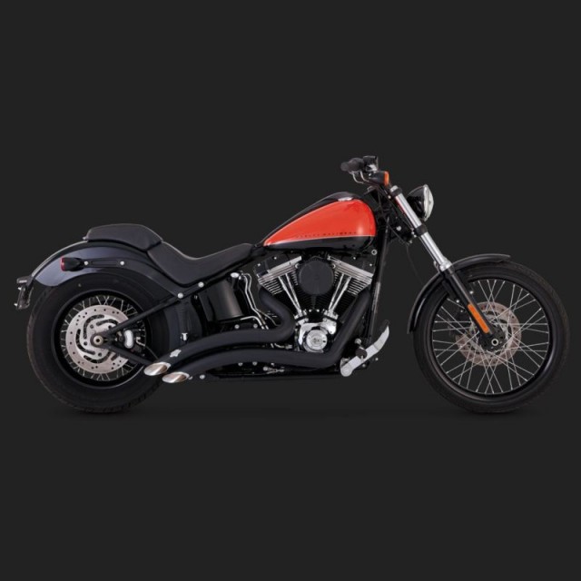 VANCE HINES BIG RADIUS BLACK EXHAUST FOR HARLEY SOFTAIL 86-17 - SIDE