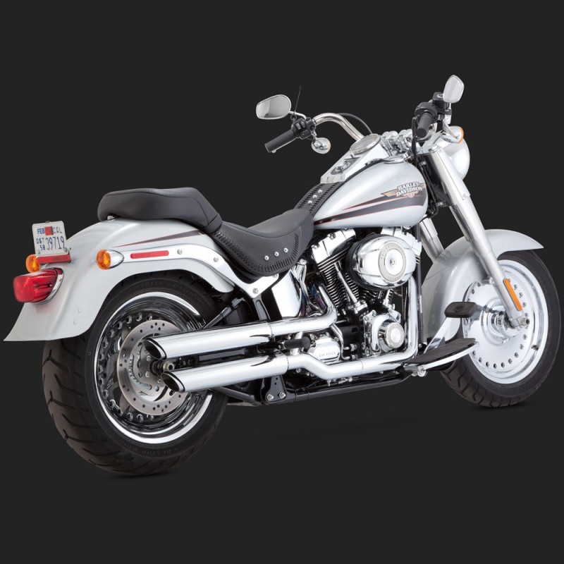 TERMINALI VANCE HINES 3'' ROUND TWIN SLASH SLIP-ONS CROME FAT BOY/DEUCE 07-17