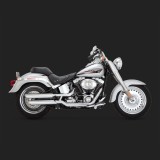 TERMINALI VANCE HINES 3'' ROUND TWIN SLASH SLIP-ONS CROME FAT BOY/DEUCE 07-17 - SIDE