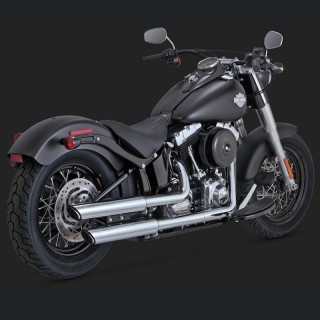 TERMINALI VANCE HINES 3'' ROUND TWIN SLASH SLIP-ONS CROME SLIM/CROSS BONES 07-17