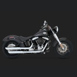 TERMINALI VANCE HINES 3'' ROUND TWIN SLASH SLIP-ONS CROME SLIM/CROSS BONES 07-17 - SIDE