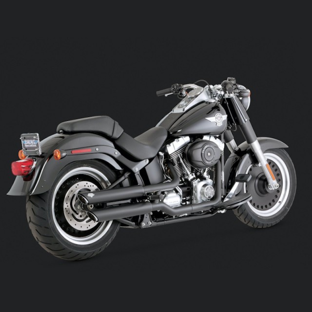 TERMINALI VANCE HINES 3'' ROUND TWIN SLASH SLIP-ONS NERI FAT BOY/DEUCE 07-17