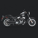 VANCE HINES 3'' ROUND TWIN SLASH SLIP-ON MUFFLERS BLACK FAT BOY/DEUCE 07-17 - SIDE