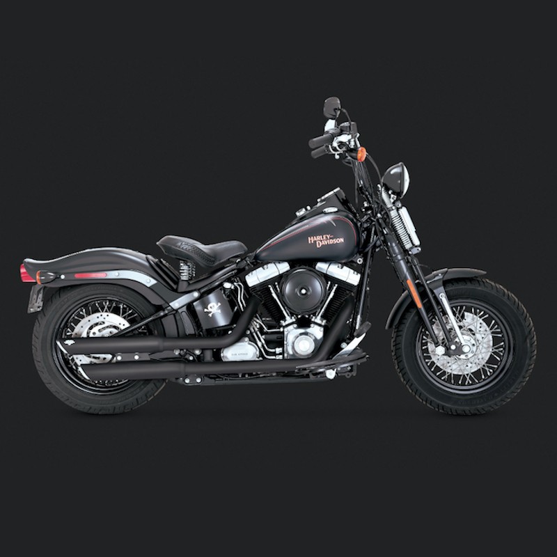 TERMINALI VANCE HINES 3'' ROUND TWIN SLASH SLIP-ONS NERI SLIM/CROSS BONES 07-17