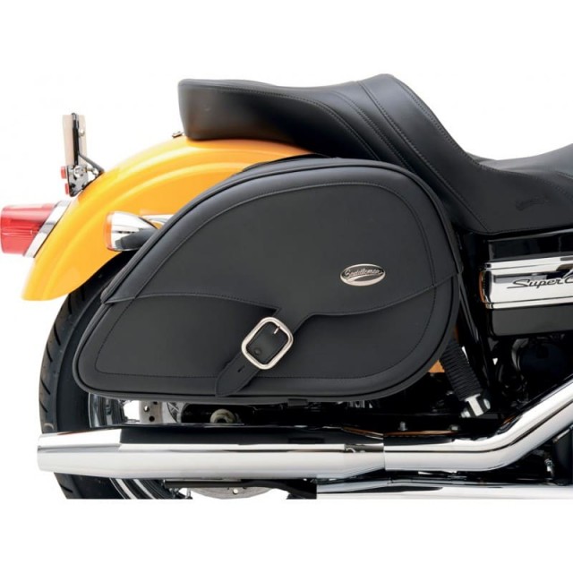 SADDLEMEN TEARDROP DRIFTER SIDEBAGS WITH SHOCK CUTAWAY - MOTORCYCLE MOUNT