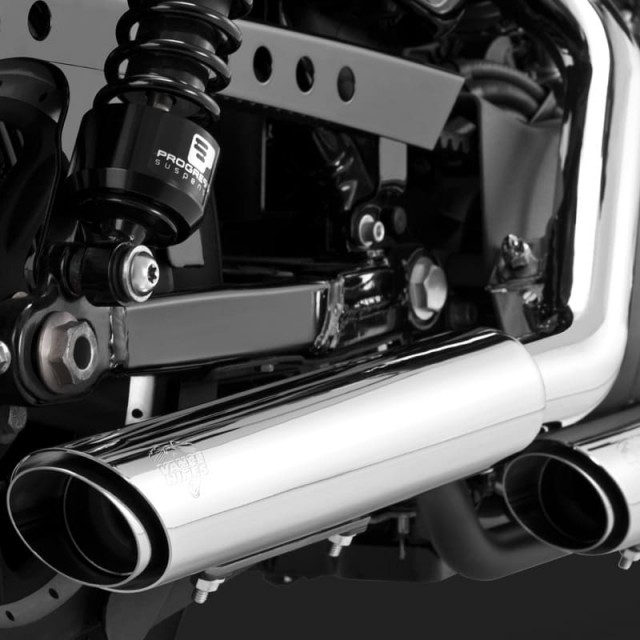 VANCE HINES TWIN SLASH 3'' SLIP-ON MUFFLERS CHROME SPORTSTER XL 04-13 - DETAIL