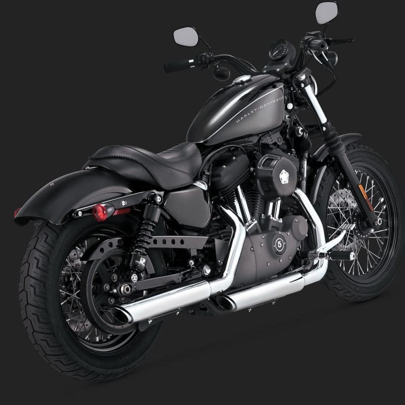 VANCE HINES TWIN SLASH 3'' SLIP-ON MUFFLERS CHROME SPORTSTER XL 04-13