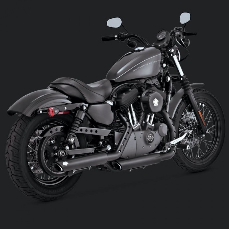 VANCE HINES TWIN SLASH 3'' SLIP-ON MUFFLERS BLACK SPORTSTER XL 04-13