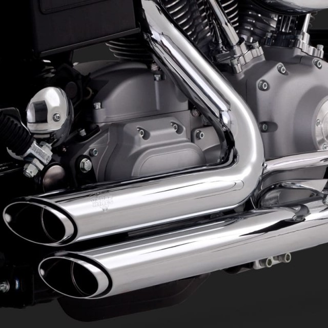 VANCE HINES SHORTSHOTS STAGGERED CHROME EXHAUST HARLEY DYNA 99-05 - DETAIL