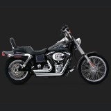 VANCE HINES SHORTSHOTS STAGGERED CHROME EXHAUST HARLEY DYNA 99-05 - SIDE
