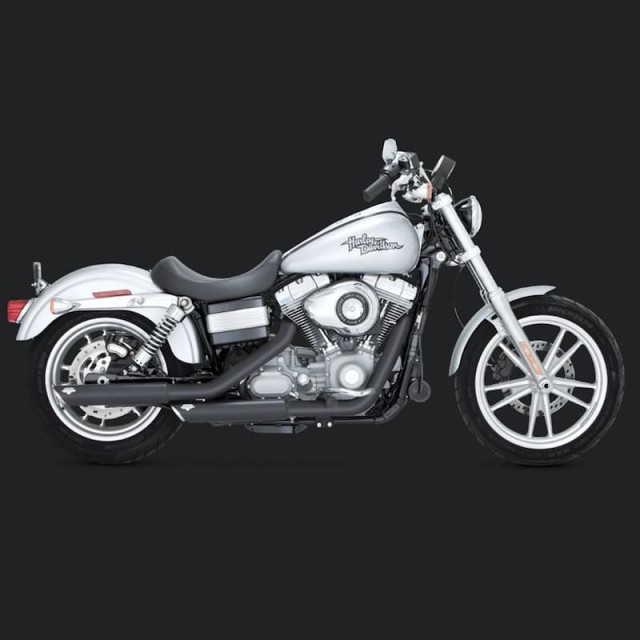 VANCE HINES TWIN SLASH 3'' SLIP-ON MUFFLERS BLACK DYNA 91-17 - SIDE
