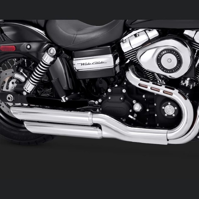 TERMINALI VANCE HINES TWIN SLASH 3'' SLIP-ONS CROMO DYNA FAT BOB/WIDE GLIDE - DETTAGLIO