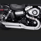 VANCE HINES TWIN SLASH 3'' SLIP-ON MUFFLERS CHROME DYNA FAT BOB/WIDE GLIDE - DETAIL