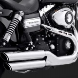 VANCE HINES TWIN SLASH 3'' SLIP-ON MUFFLERS CHROME DYNA FAT BOB/WIDE GLIDE - DETAIL