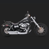 VANCE HINES TWIN SLASH 3'' SLIP-ON MUFFLERS CHROME DYNA FAT BOB/WIDE GLIDE - SIDE