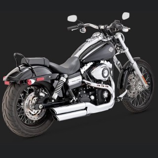 VANCE HINES TWIN SLASH 3'' SLIP-ON MUFFLERS CHROME DYNA FAT BOB/WIDE GLIDE