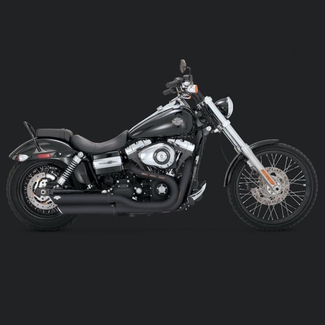 copy of VANCE HINES TWIN SLASH 3'' SLIP-ON MUFFLERS BLACK DYNA FAT BOB/WIDE GLIDE - SIDE