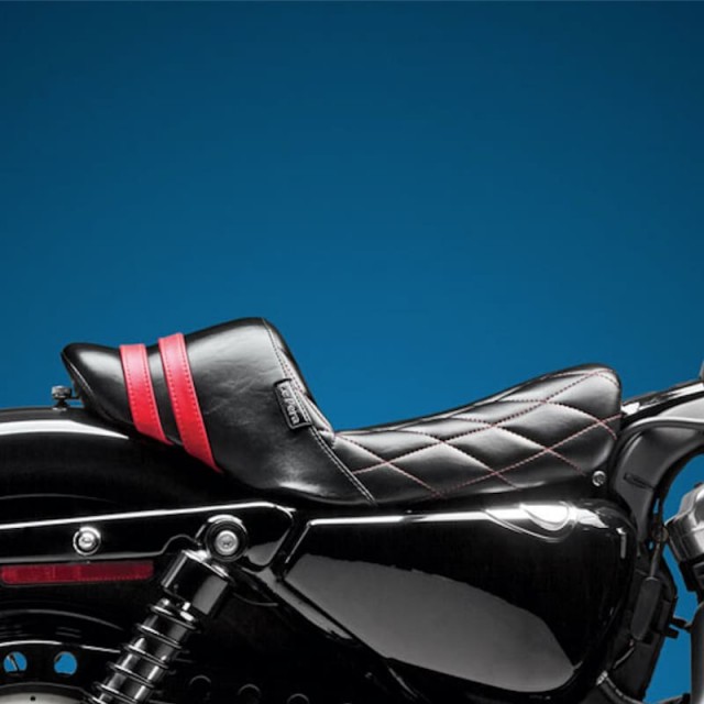 SELLA LE PERA STUBS SPOILER DIAMOND SEAT RED STRIPES HARLEY SPORTSTER XL 04-20 - LATO