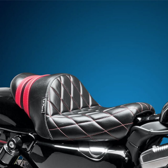SELLA LE PERA STUBS SPOILER DIAMOND SEAT RED STRIPES HARLEY SPORTSTER XL 04-20