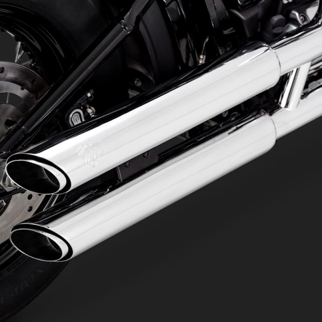 TERMINALI VANCE HINES TWIN SLASH 3'' SLIP-ONS CROMO HARLEY SOFTAIL 18-21 - DETTAGLIO