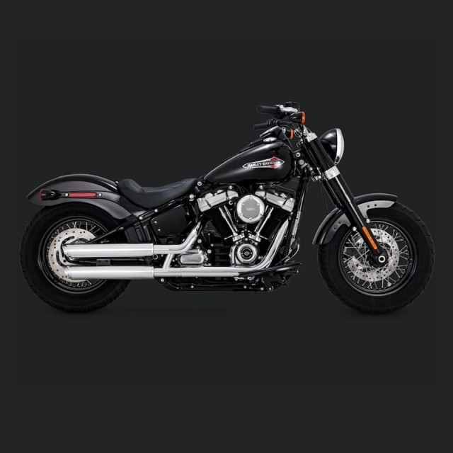 TERMINALI VANCE HINES TWIN SLASH 3'' SLIP-ONS CROMO HARLEY SOFTAIL 18- 21 - LATO