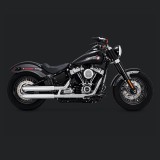 VANCE HINES TWIN SLASH 3'' SLIP-ON MUFFLERS CHROME HARLEY SOFTAIL 18-21 - DETAIL - SIDE