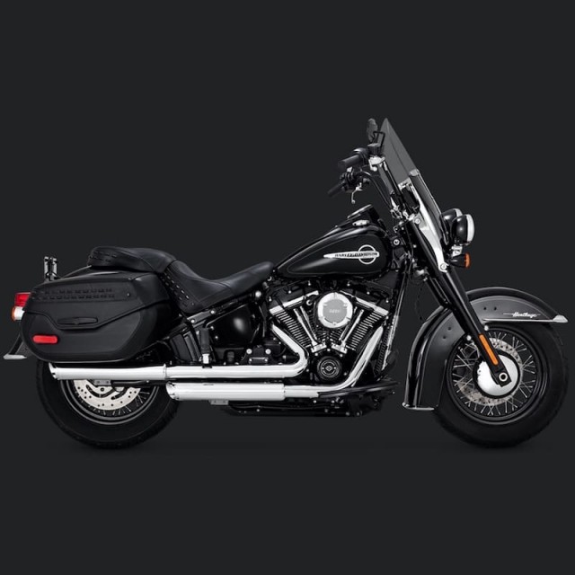 TERMINALI VANCE HINES TWIN SLASH 3'' SLIP-ONS HARLEY SOFTAIL DELUXE-HERITAGE 18-19 - LATO