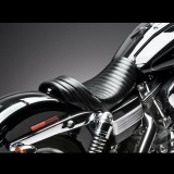 LE PERA STUBS SPOILER PLEATED SEAT BLACK STRIPES HARLEY DYNA - BACK