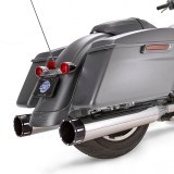 S&S MK45 CHROME SLIP-ON MUFFLERS WITH BLACK TRACER CAPS HARLEY TOURING