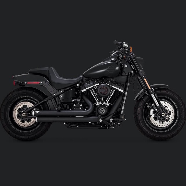 VANCE & HINES BIG SHOTS STAGGERED BLACK EXHAUST HARLEY SOFTAIL 2018-2021 - SIDE