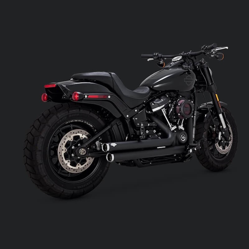 VANCE & HINES BIG SHOTS STAGGERED BLACK EXHAUST HARLEY SOFTAIL 2018-2021