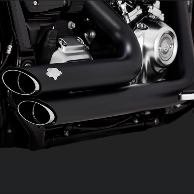 VANCE HINES SHORTSHOTS STAGGERED BLACK EXHAUST HARLEY SOFTAIL FAT BOY,KING,BREAKOUT 2018-2020